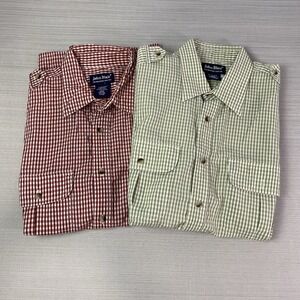 John‎ Blair Shirt Men's Medium Short Sleeve Plaid Button Up Set Of 2 Shirts